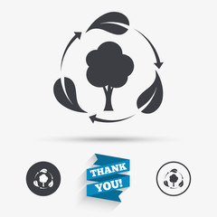 Fresh air sign icon. Forest tree with leaves.