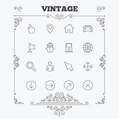 GPS navigation icons. Car and Ship transport.