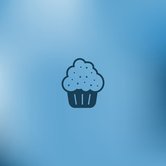 Flat paper cut style icon of cake