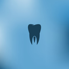 Flat paper cut style icon of tooth. Dentistry symbol