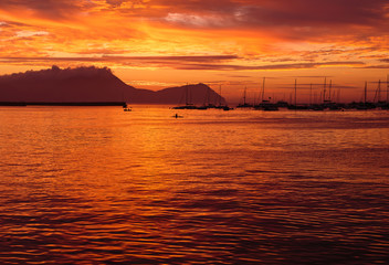 Sunset in La Punta Town, in Callao, Peru. © christian vinces