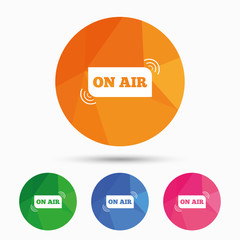 On air sign icon. Live stream symbol.