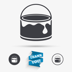 Bucket of paint icon. Painting works sign.
