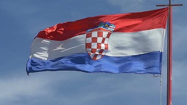 Croatian flag waving in the wind.