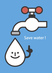 Save water Water drop & tap