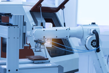 robotic hand machine tool at industrial manufacture factory