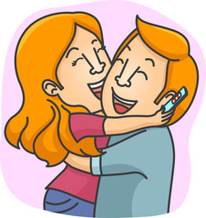 Fototapeta premium Couple Pregnancy Test Positive