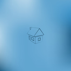 Flat paper cut style icon of house model
