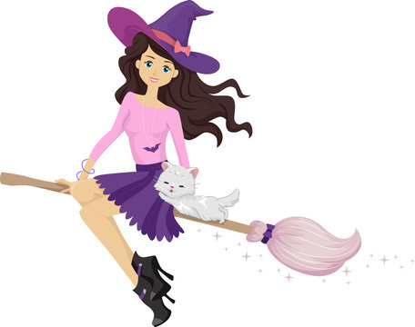 Teen Girl Witch Cat