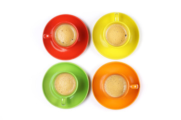 Coffee in colorful cups