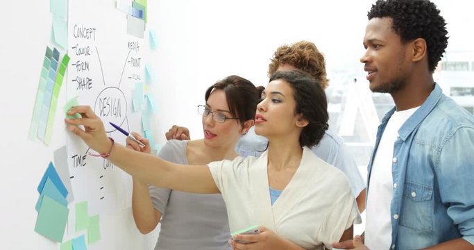 Creative team brainstorming together