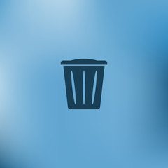 Flat paper cut style icon of trash can