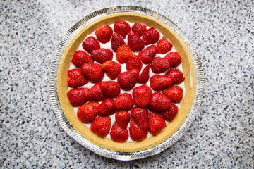 Fresh strawberry cheese pie