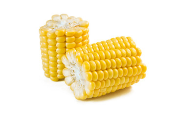 corn at the cobs isolated on white background