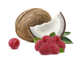 Coconut raspberry 2 isolated on white background as package design element