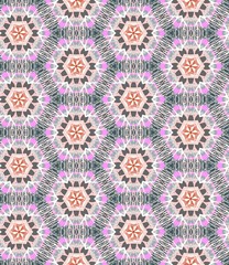 Vector ethnic seamless background. Textile print with tribal ornament.