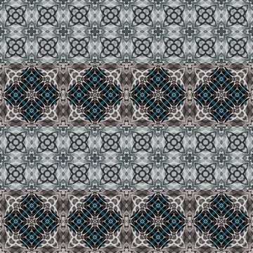 Kaleidoscope seamless pattern in grey tones. Abstract vector background