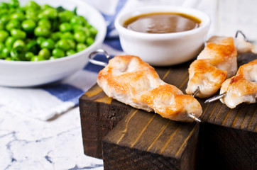 Grilled chicken on skewers