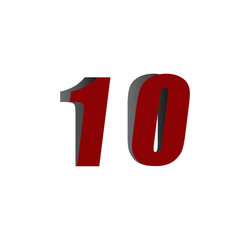 10 logo initial red and shadow