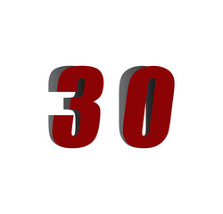 30 logo initial red and shadow