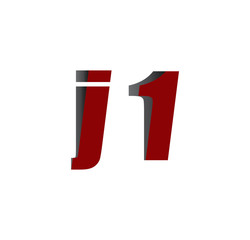 j1 logo initial red and shadow