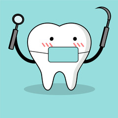 Vector cartoon of tooth dentist doctor
