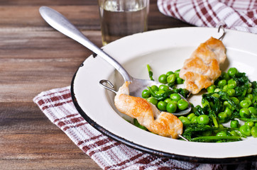 Grilled chicken on skewers