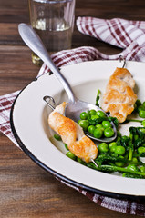 Grilled chicken on skewers