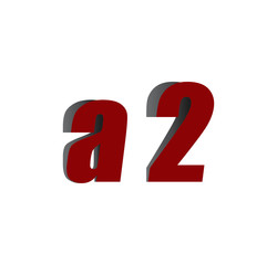 a2 logo initial red and shadow