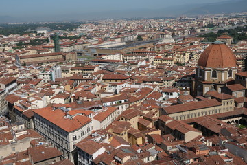 Fototapeta na wymiar Florence in Italy, view to Basilica di San Lorenzo, Santa Croce and Train Station Santa Maria Novella