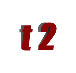 t2 logo initial red and shadow
