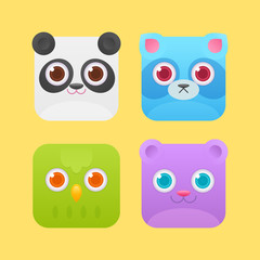Fototapeta premium Cute square animals icons for games