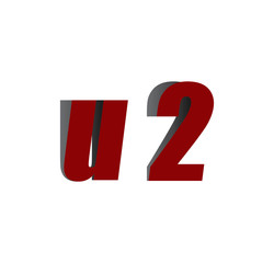 u2 logo initial red and shadow