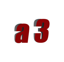 a3 logo initial red and shadow