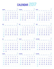 Vector of Calendar 2017 year ,12 month calendar with simple basi
