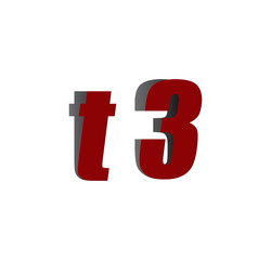 Obraz premium t3 logo initial red and shadow