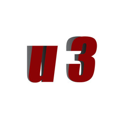 u3 logo initial red and shadow