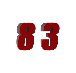 83 logo initial red and shadow