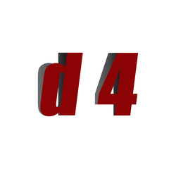 d4 logo initial red and shadow