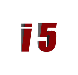 i5 logo initial red and shadow