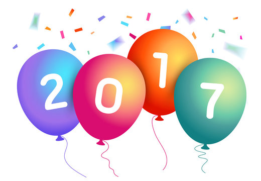 2017 Happy New year Colorful balloon Vector illustration