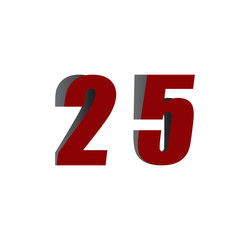 25 logo initial red and shadow