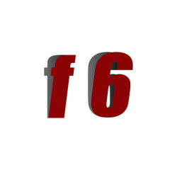 f6 logo initial red and shadow