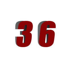 36 logo initial red and shadow