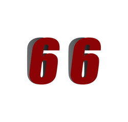 66 logo initial red and shadow