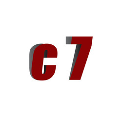 c7 logo initial red and shadow