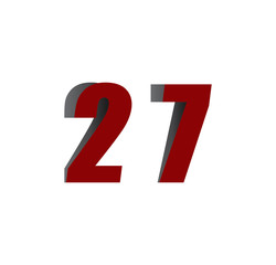 27 logo initial red and shadow
