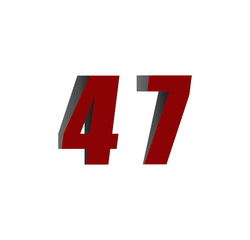 47 logo initial red and shadow