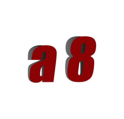 a8 logo initial red and shadow
