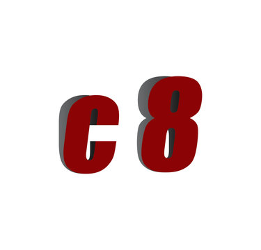 c8 logo initial red and shadow